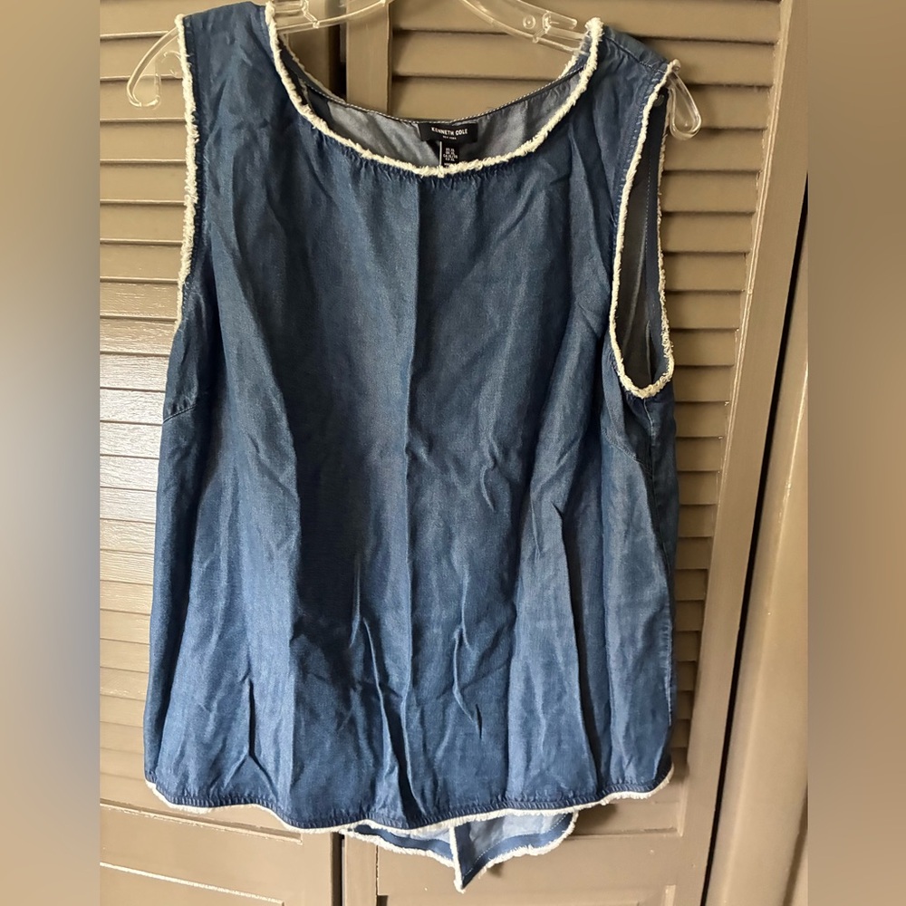 Kenneth Cole Blue Denim Chambray Tank Top